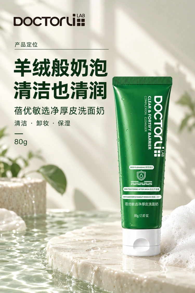 BEIYOUMIN Clear & Fortify Cleanser — Creamy cleanser with cashmere-like foam. Cleansing, makeup removal and moisturization. 80 g.