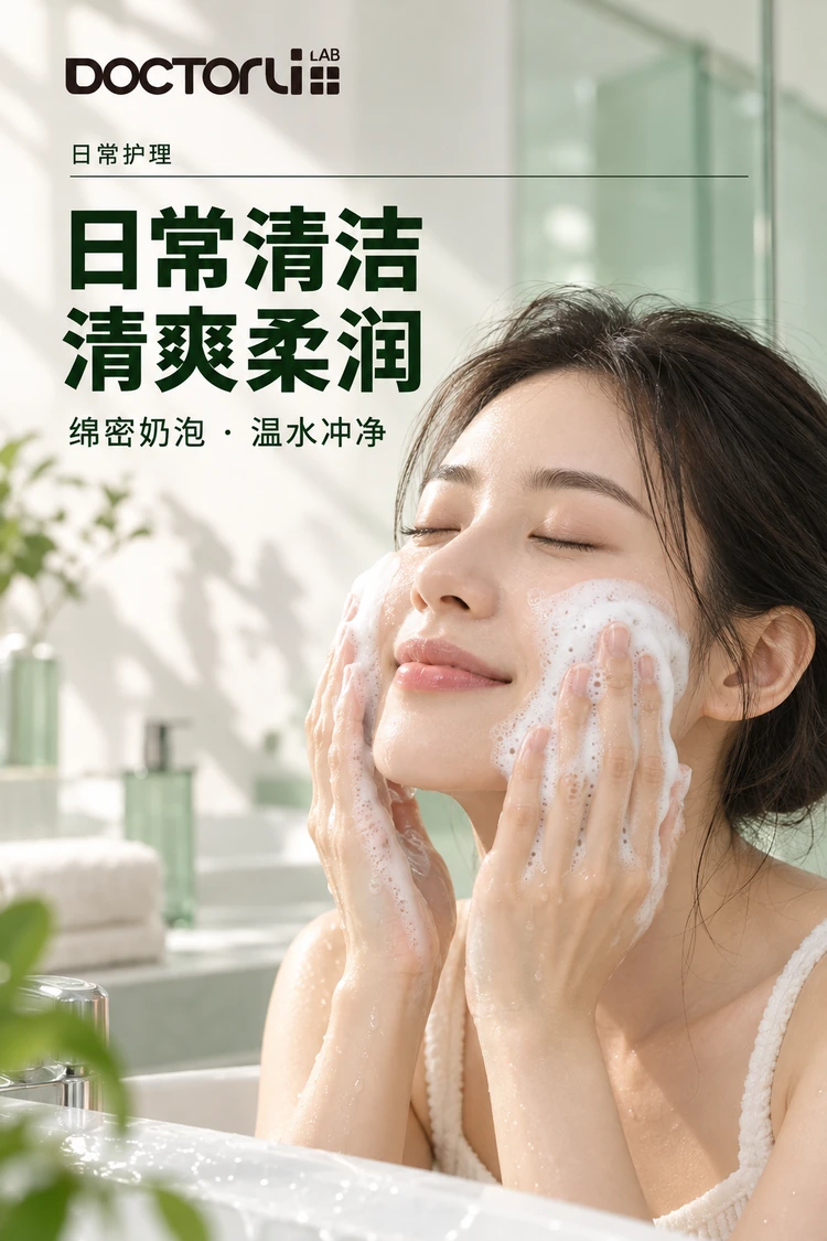 BEIYOUMIN Clear & Fortify Cleanser — Soft foam and a gentle daily cleansing routine. Rinse with lukewarm water.