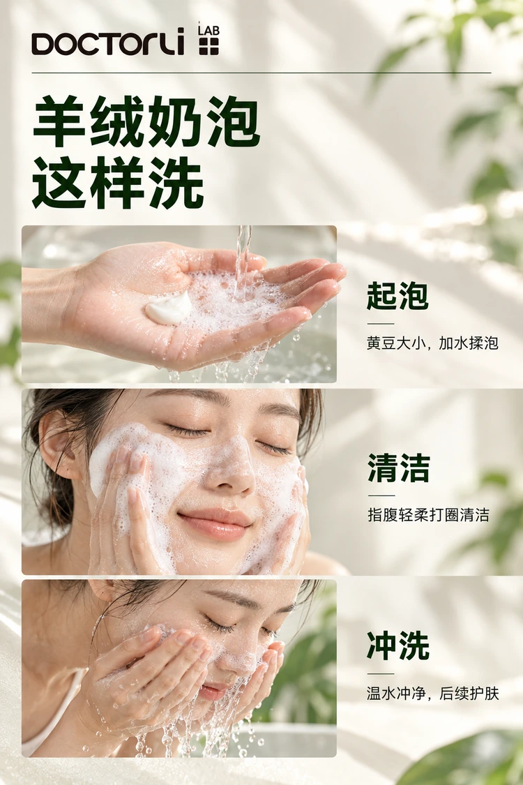 BEIYOUMIN Clear & Fortify Cleanser — Lather in the hands, cleanse gently, then rinse thoroughly.